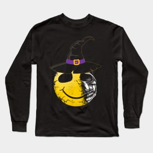 Halloween Emoji TShirt Smiley Face Skull Smile Skeleton Long Sleeve T-Shirt